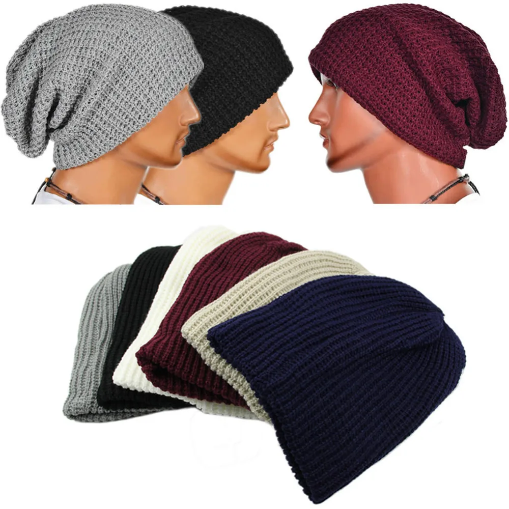 

Hot Selling 2015 Chic Men Women Warm Winter Knit Ski Beanies Skull Bandana Slouchy Oversized Cap  Hat Unisex Bonnet Z1