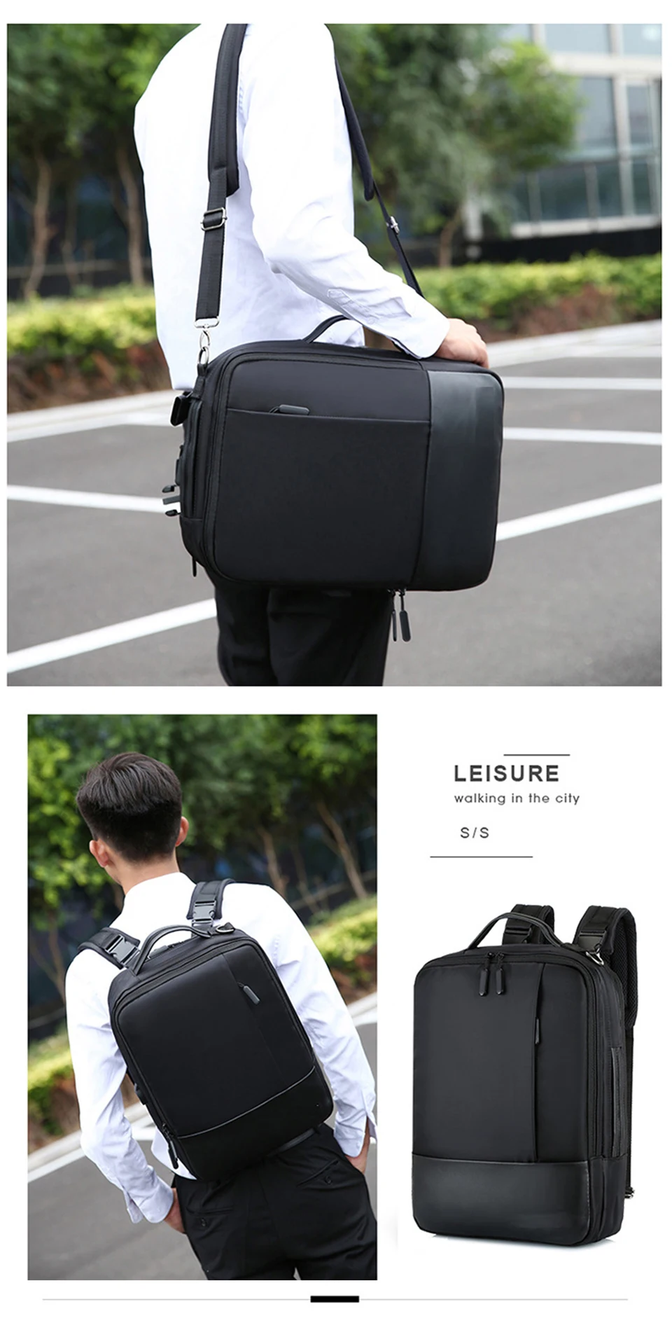 Business Backpack Men Laptop Backpacks 17'' 15.6 Inch Waterproof Male Bags USB Charging Back Pack Notebook Black Travel Bagpack (11)