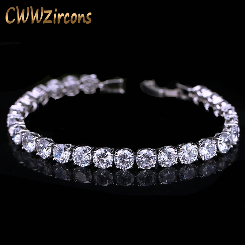 

2014 Latest Design White Gold Plated Charm AAA+ Round 0.5 carat Swiss CZ Simulated Diamond Tennis Bracelet For Woman (CB058)