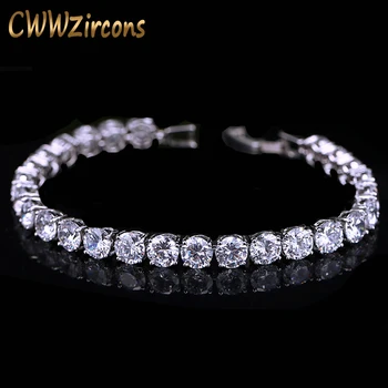 

CWWZircons 2020 Latest Design White Gold Color AAA+ Round 0.5 carat Cubic Zirconia Tennis Bracelet Jewelry for Woman CB058
