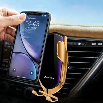 

10W Car Wireless Charger For iPhone Samsung Smart Auto Clamp Infrared Sensor Holder Mount in Car Qi Fast Charging Phone Bracket