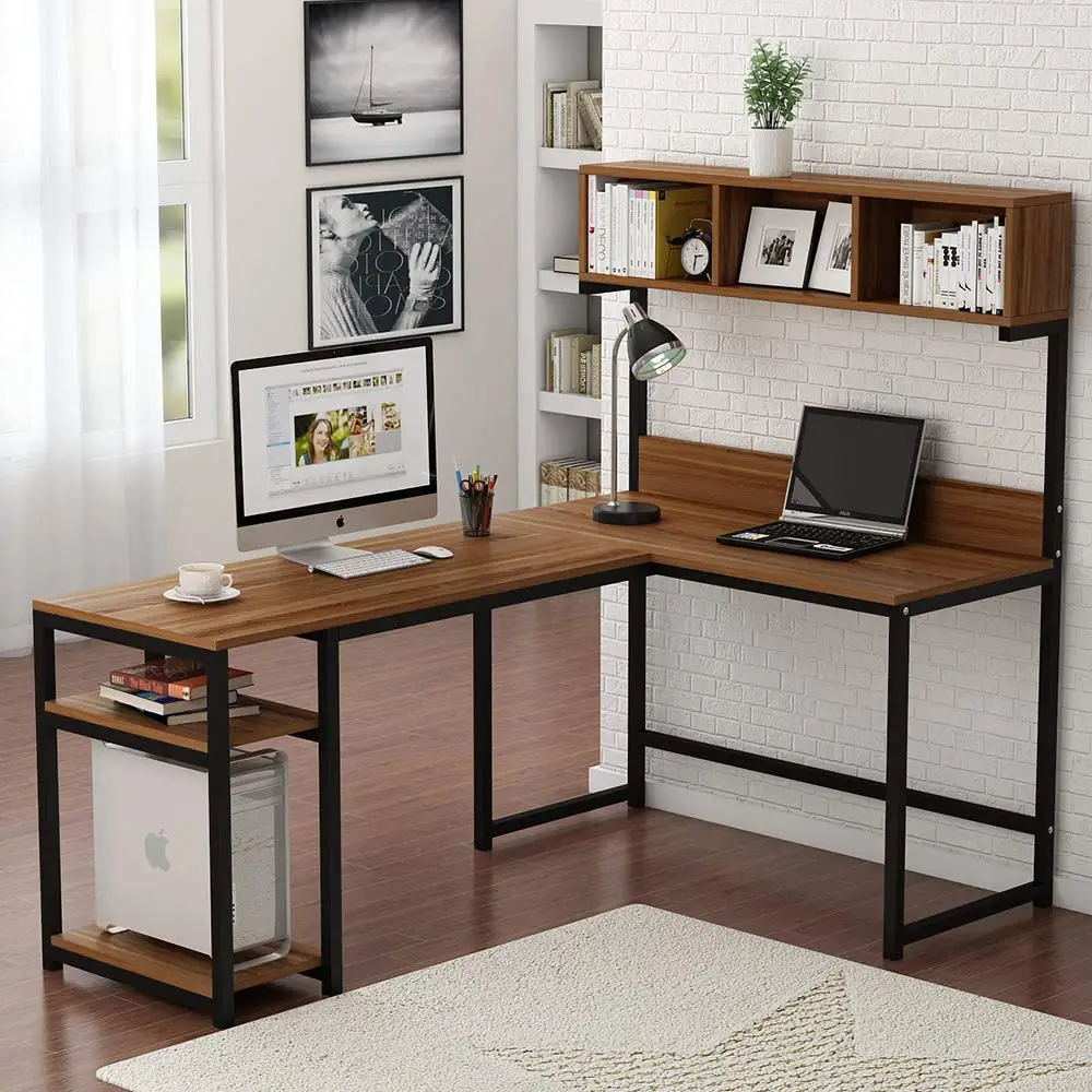 Bureau En Forme De L Avec Coin Pour Ordinateur Avec Etagere Table De Travail Pour Jeux Et Bibliotheque Pour Maison Et Bureau Aliexpress