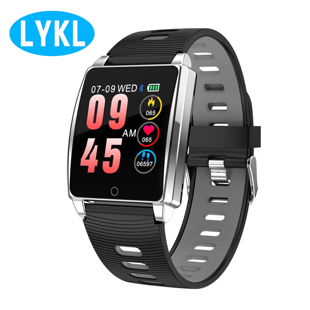 

LYKL R17 smart watch with sports health pedometer waterproof color stainless steel tempered glass display smart wristband