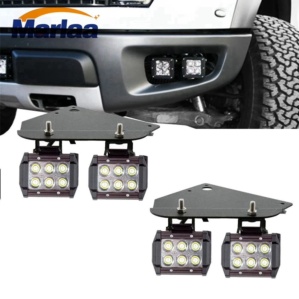 2010-2014년형 포드 F150 SVT 랩터 하단 범퍼 안개등 장착 브래킷 (4개 LED 작업등 포함) LED 안개등 키트