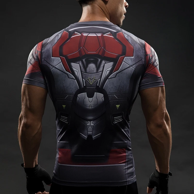 Superhero rashgard camisa do esporte dos homens