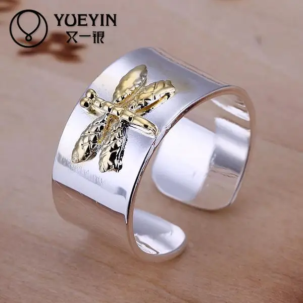 New Fashion Golden Dragonfly Opening Ring Accessories Jewelry Top Quality Crystal Finger Rings for Women Girl Nice Gift With | Украшения и