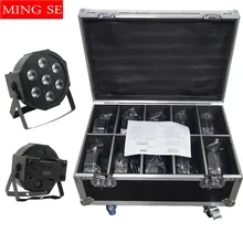 10 шт. 7x18 Вт led Par огни RGBWA UV 6в1 плоский par led dmx512 дискотечные огни профессиональное оборудование для сцены dj с чехол для полета