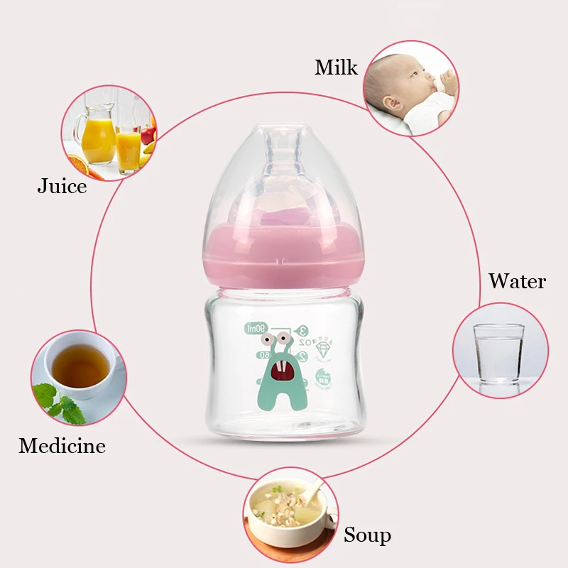 MMBABY Newest Baby Glass Feeding Bottle Infant Wide Mmouth Mini Nursing Breast Milk Bottles ( 90ml ) MMBABY Newest Baby Glass Feeding Bottle Infant Wide Mmouth Mini Nursing Breast Milk Bottles ( 90ml )