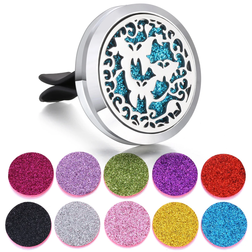 

New Essential Oil Car Diffuser Perfume Aromatherapy Jewelry Vent Freshener Car Clip Essential Oil Diffuser Locket with 10pcs Pad