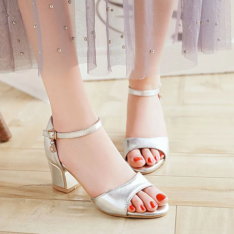 Fanyuan/итальянское высокий каблук сандалии женские Большие размеры летние открытые пальцы, лодыжки обувь со шнуровкой Стильные Девушки вечерние босоножки золотистого цвета