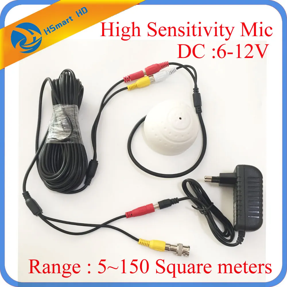 DC 6-12V CCTV High Sensitive Microphone Security Camera RCA Audio Mic DC Power 20m Cable For Home Security DVR System add 12V DC DC 6-12V CCTV High Sensitive Microphone Security Camera RCA Audio Mic DC Power 20m Cable For Home Security DVR System add 12V DC