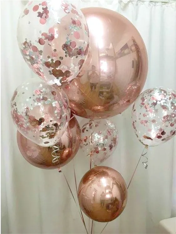 5 шт./лот, 18 дюймов, розовое золото, 4D и сердце, воздушные шары с золотым конфетти, для свадьбы, дня рождения, вечеринки, Декор, гелиевые поставки