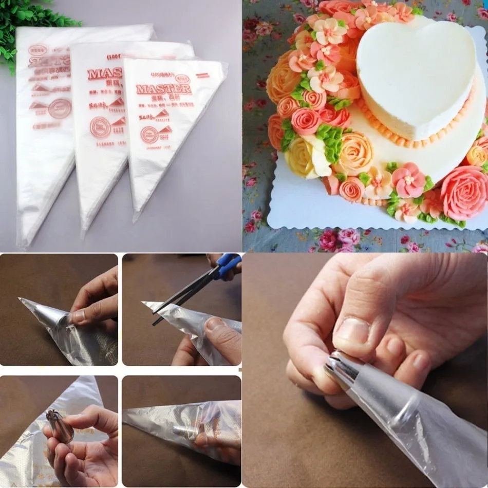 

100PCS/set Disposable Icing Piping Bag Cake Pastry Pastry Tips Tools Decorating Fondant Decoration Accessories