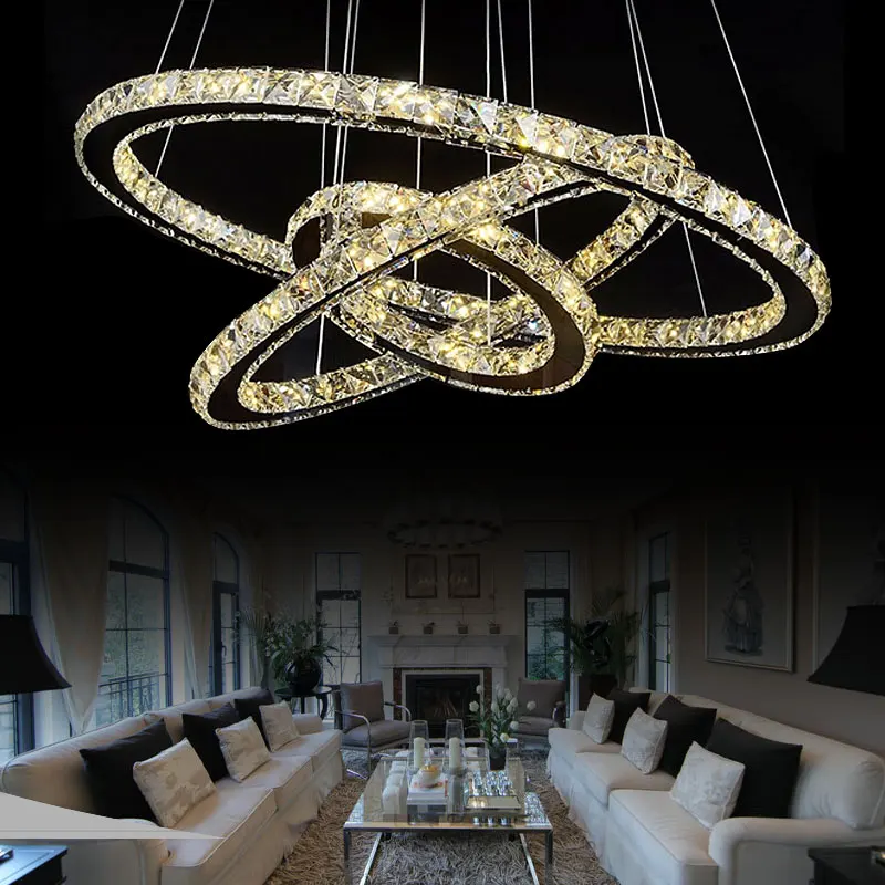

Modern LED Crystal Light Diameter 30+50+70cm High Quality K9 Crystal Living Room Chandeliers Dining Room Free shipping