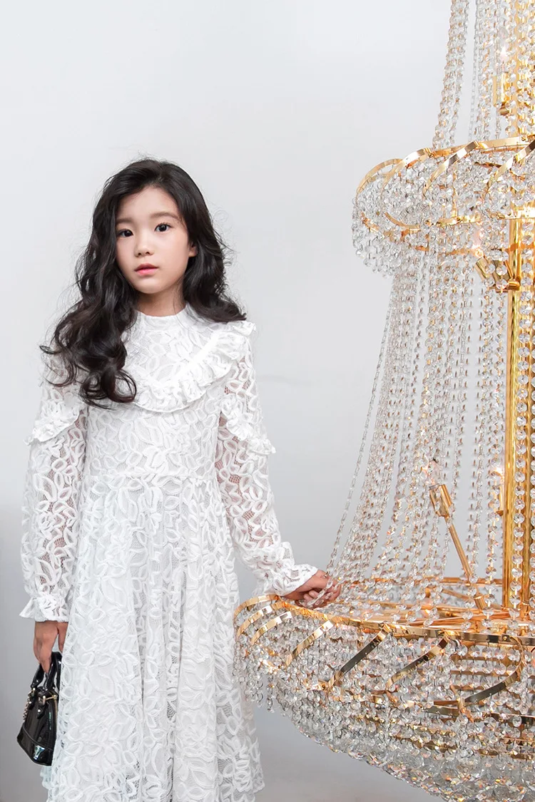 2019 Новое весеннее детское платье принцессы, кружевное платье для девочек, милое детское платье, красивая детская одежда с рюшами для
