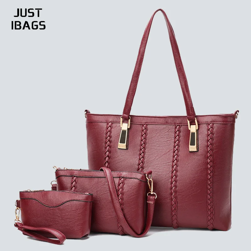 

3 PCS set luxury Women Handbags Patchwork PU leather Composite bag female capacity Shoulder bag Casual totes high quality bolsas