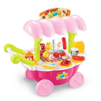 

New Sale 1 Pcs Simulation Small Carts Girl Mini Candy Cart BBQ Barbecue Car Supermarket Children Toys Playing House Baby Toys