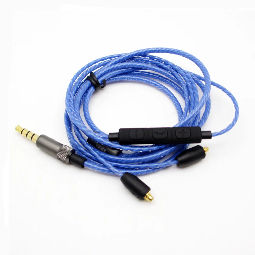 New Arrival 1 2M Oxygen free Copper Earphone Cable HiFi Headset Line with Mic Upgrade Cable