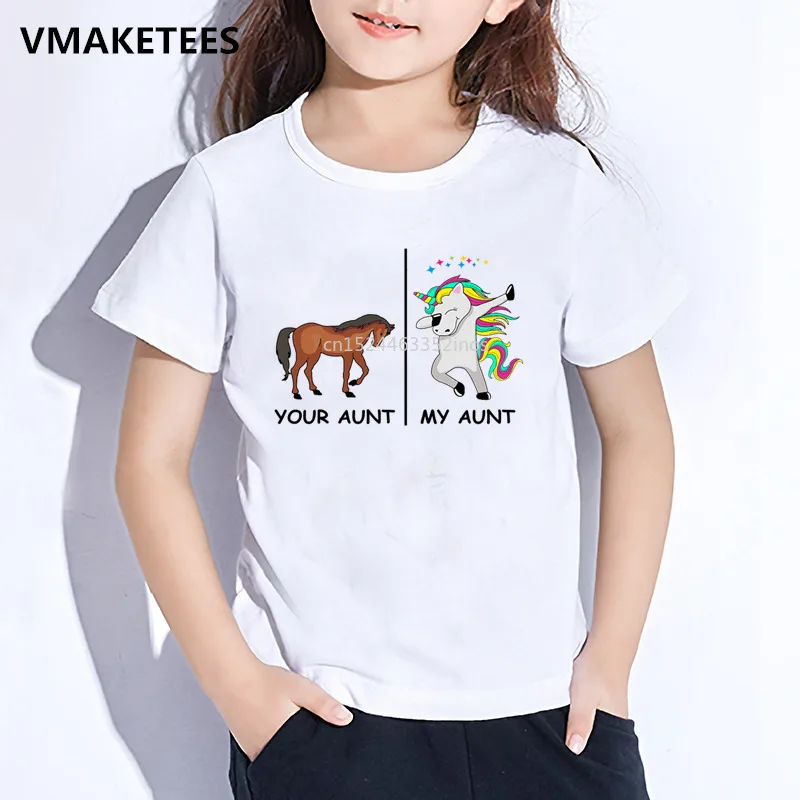 

Kids Summer Girls & Boys T shirt Children Your Aunt Horse My Aunt Unicorn Cartoon Print T-shirt Cute Funny Baby Clothes,HKP5261