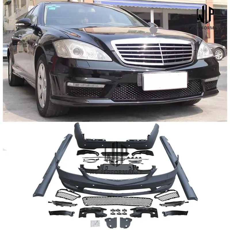 W221 S350 S65 S63 Комплект кузова автомобиля PP Неокрашенный Передний Задний бампер боковые юбки для Mercedes-Benz W221 S65 S63 AMG стиль 2007-2013