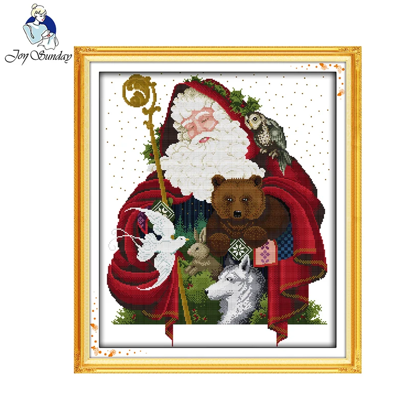 Joy Sunday Happy Christmas Санта Клаус Счетный принт на холсте DMC 14CT 11CT наборы для вышивки крестом вышивка рукоделие