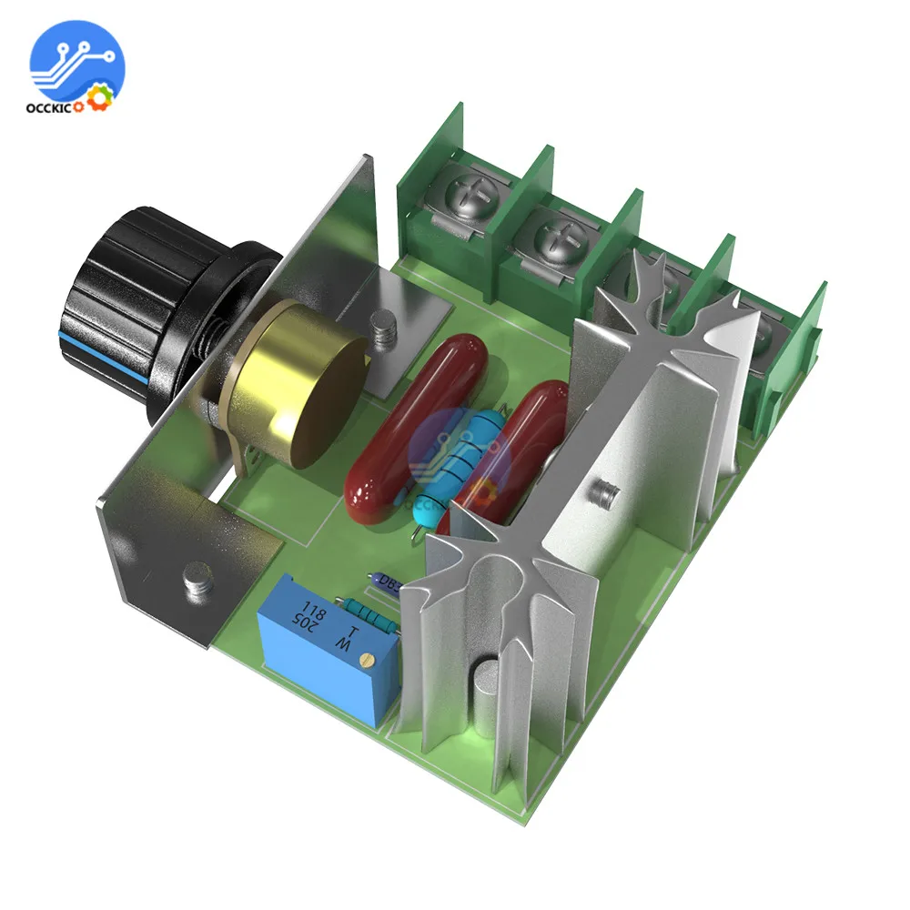 AC 220 В 2000 Вт SCR регулятор скорости двигателя Регулируемый регулятор напряжения затемняющий термостат электронный модуль питания