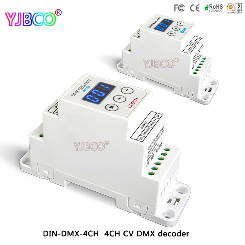 

led comtroller DIN-DMX-4CH;4CH CV DMX Decoder;DC5-24V input;4A*4CH output for led light