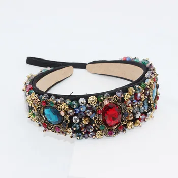 

Gorgeous versatile rhinestone headband Baroque heavy work luxury color rhinestone dance street shooting personality headband 541