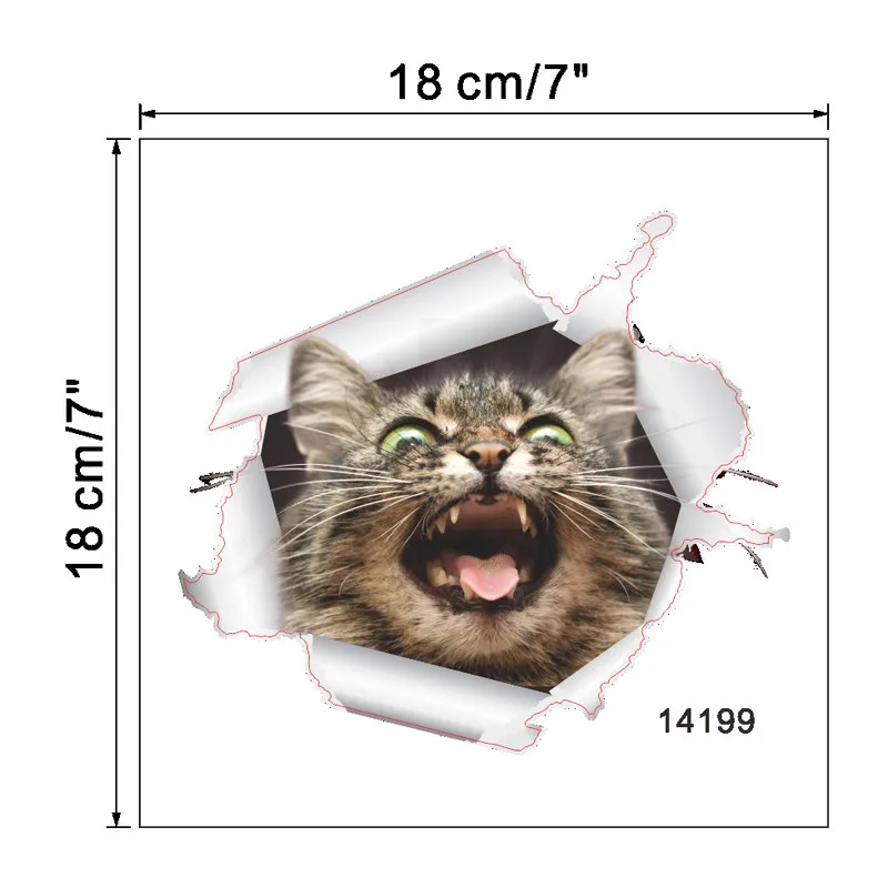 Кошка, Яркие 3D разбитые настенные наклейки, ванная комната, туалет, Kicthen, декоративные наклейки, забавные животные, Декор, плакат, ПВХ, Фреска, искусство - Цвет: Тёмно-синий