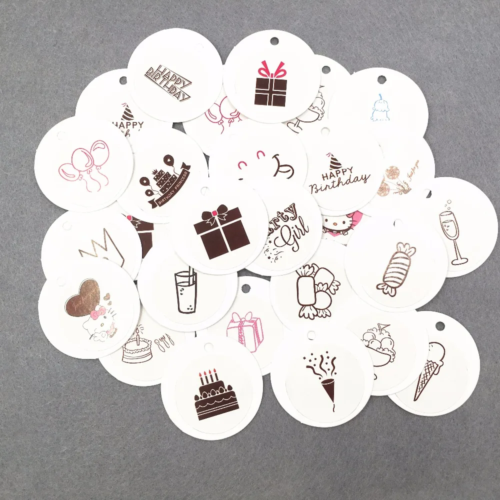 50pcs/lot DIY Paper Gift Tags Mixed Style Packing Labels 4cm Round