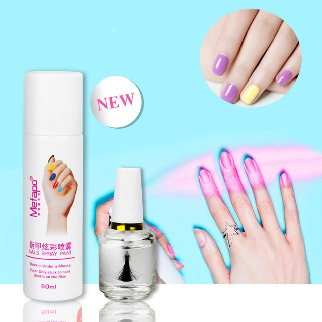 2pcs Set Mefapo Brand 60ml Spray Nail Polish 15ml Base Coat Easy 2pcs Set Mefapo Brand 60ml Spray Nail Polish 15ml Base Coat Easy To Washing