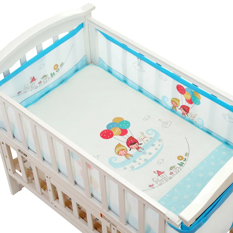 Respirável do Berço da Malha Roupa de Cama do Bebê Forro Abundante Lavável Rosa Marrom Azul 10 Amortecedores