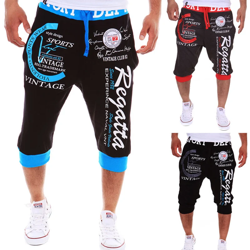 

HOT 2019 Outdoor summer Active Sports Draw string digital printing boy Jogging Joggers Running sweatpants belt slacks trousers