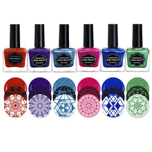 BORN PRETTY 6 бутылок мерцающий стемпинг ногтей Покрытие набор 15 мл сладкий цвет дизайн ногтей маникюрный лак украшения ногтей лак