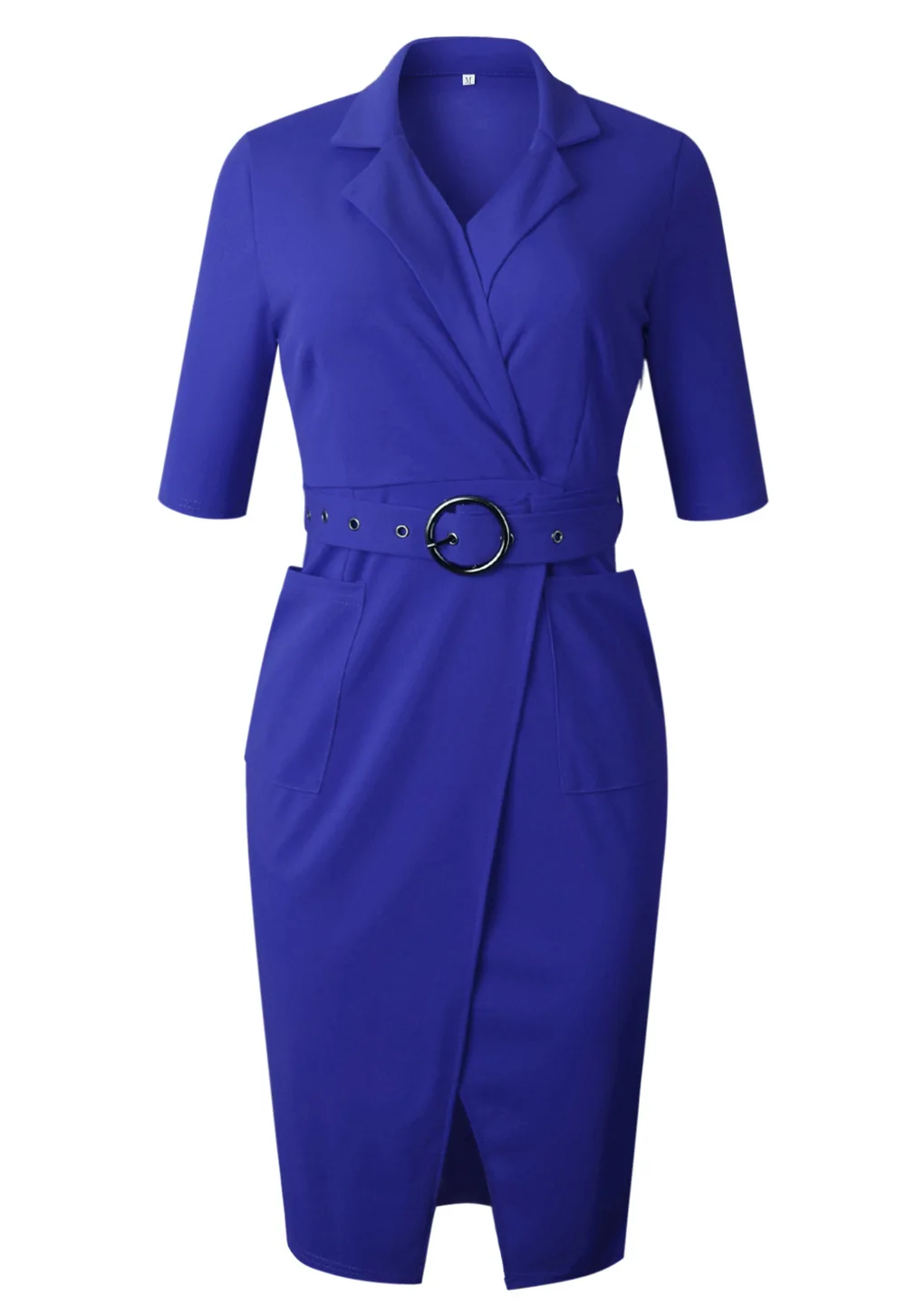 HGTE весенний элегантный синий черный костюм женское офисное платье большого размера костюм воротник бизнес вечерние нестандартные женские платья свободный пояс