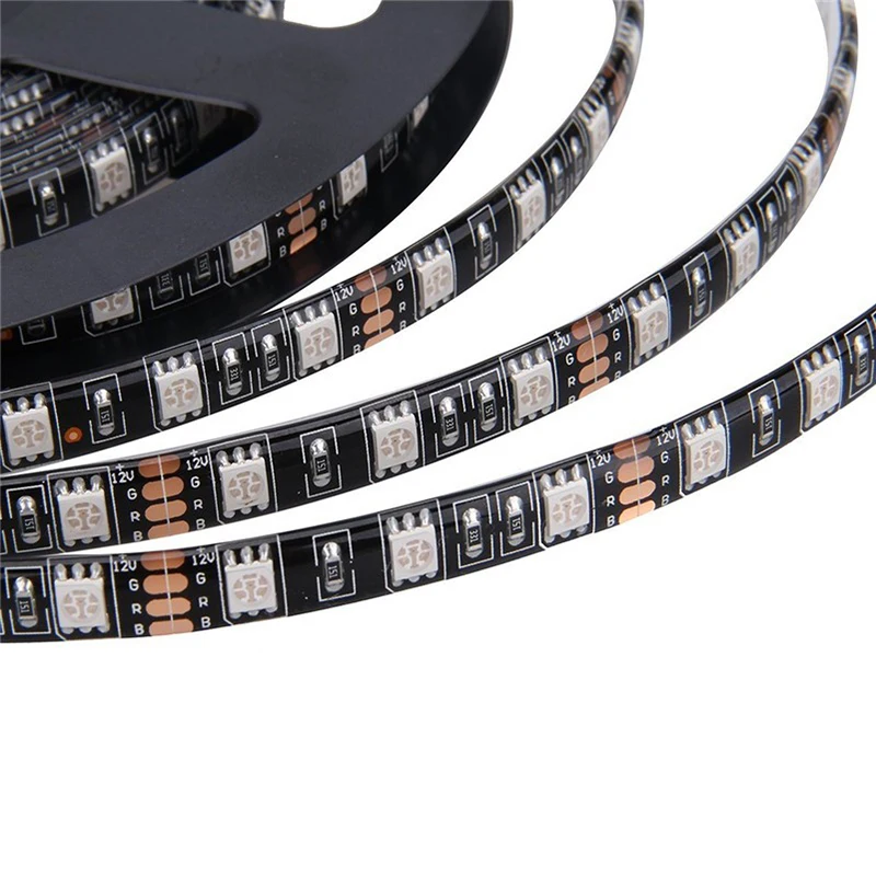 5050 Черный PCB Светодиодные ленты IP65 Водонепроницаемый DC12V 60LED/m 5 м/лот гибкий