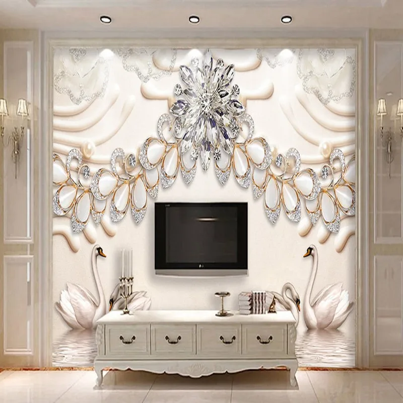 

3D photo wallpaper High-end 3D Crystal Diamond Jewelry Background Wall mural wallpaper living room bedroom bathroom