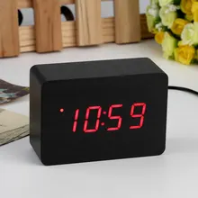 

2017 Popular Modern sensor Wood Clock Dual led display Bamboo Clock digital alarm clock Led Clock Show time Voice Control