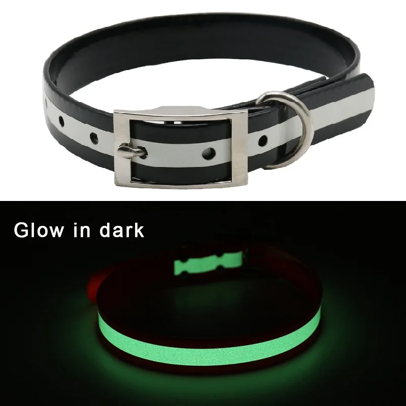 Pet Dog Collar TPU+Nylon Reflective Night Safety Collars Waterproof Collar