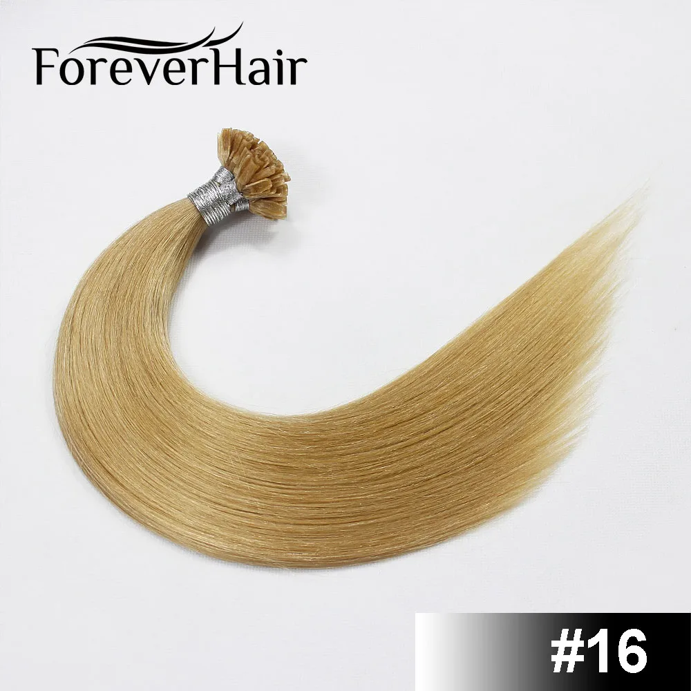 FOREVER HAIR 0,8 г/локон Remy кератиновые человеческие волосы для наращивания с u-образной окантовкой, европейские волосы для наращивания, 100 гр./упаковка, 80 гр., быстрая - Цвет: #16