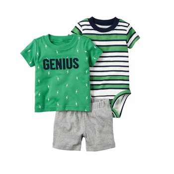 

2018 Summer 3pcs baby children kids Little short carter set t-shirt+ babysuit+ shorts Infant suit clothes outfit 6-24 Months