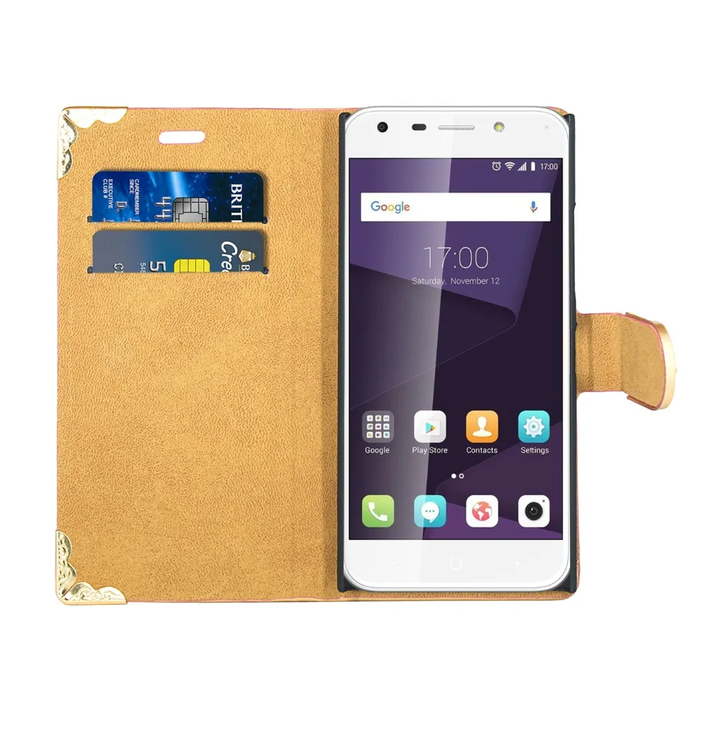 Блестящий чехол для ZTE Blade A6 кошелек кожаный со стразами подставка