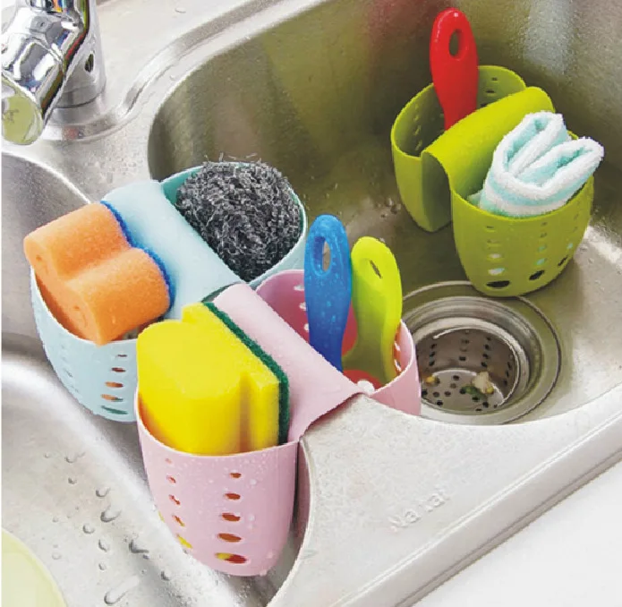 

Smartlife Magic Kitchen Silicone Double Grid Drain Storage Bag for Sink Kitchen Storage Baskets with Dazzle Color Home Decor