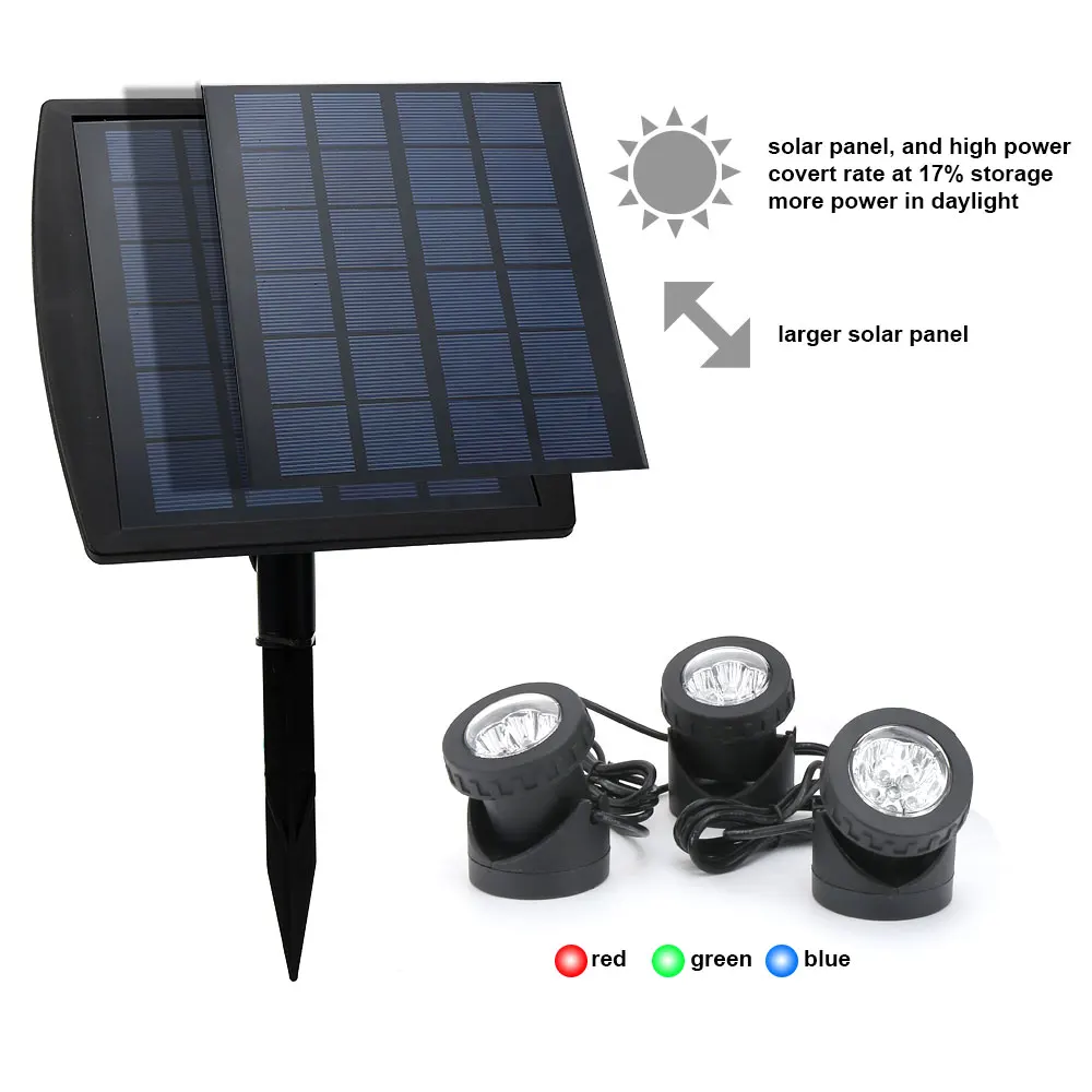 

Solar Powered LED Landscape Spotlight Projection Light with 3 Lamps for Garden Pool Pond Outdoor Decoration & Lighting