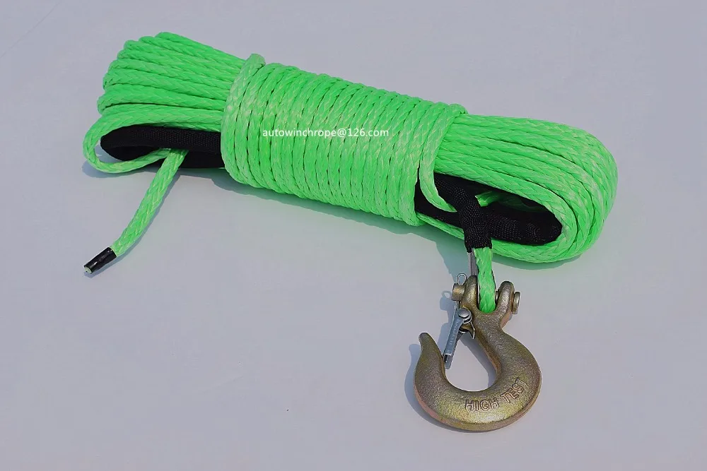 Green 6mm*24m ATV Synthetic Winch Cable,Spectra Winch Rope,Winch Rope