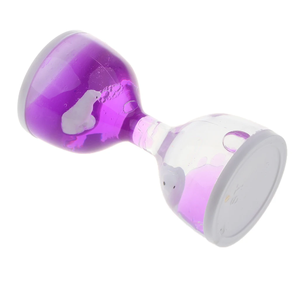 Dolphin Liquid Motion Bubbler Timers, Oil Hourglass Sensory Relaxation Toy Visual Bubble for Office & Desk Decor Gifts Purple