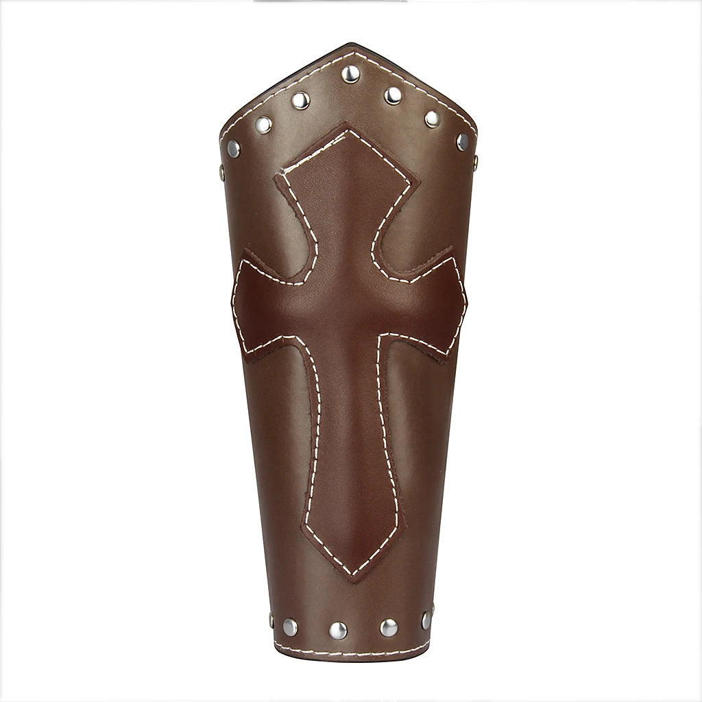 PU Leather Punk Arm Guard Cross Pattern Wristband Medieval Wrist Bracer Biker Punk Men Women Cosplay Jewelry