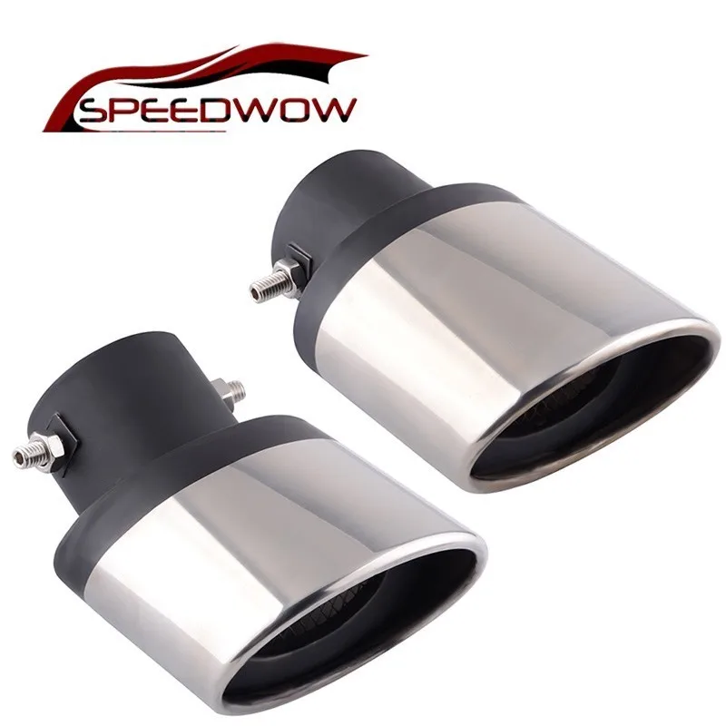 

SPEEDWOW Car Styling Stainless Steel Rear Exhaust Muffler Tip End Pipe Chrome Trim Muffler Tip Throat Liner Muffler Tail