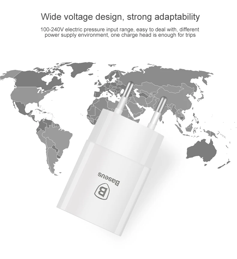 Baseus, универсальное USB зарядное устройство, евро вилка, дорожное настенное зарядное устройство, адаптер, Смарт USB ЗУ для мобильного телефона, для iPhone, samsung, Xiaomi, планшета