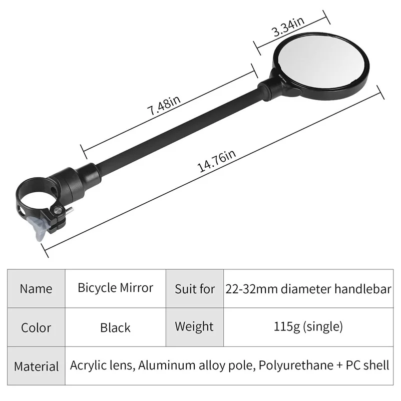 WEST BIKING зеркало заднего вида для велосипеда, руль, зеркало MTB для шоссейного велосипеда, мотоцикла, гибкое регулируемое Велосипедное Зеркало заднего вида, 1 шт